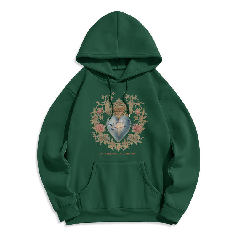 Sacred Heart & St. Bernard Fleece Lined Polyester Hoodie