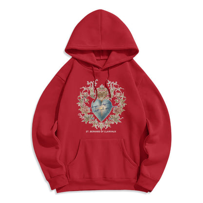 Sacred Heart & St. Bernard Fleece Lined Polyester Hoodie