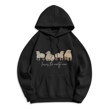 Sheep & Shepherd Phrase Fleece Lined Polyester Hoodie