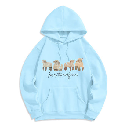 Sheep & Shepherd Phrase Fleece Lined Polyester Hoodie