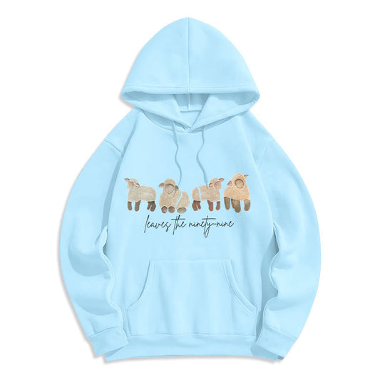 Sheep & Shepherd Phrase Fleece Lined Polyester Hoodie