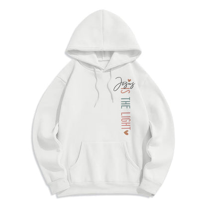 Jesus is the Light Floral Cross Faith Fleece Lined Polyester Hoodie