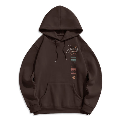 Jesus is the Light Floral Cross Faith Fleece Lined Polyester Hoodie