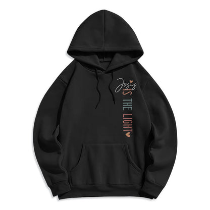 Jesus is the Light Floral Cross Faith Fleece Lined Polyester Hoodie