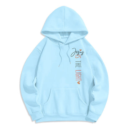 Jesus is the Light Floral Cross Faith Fleece Lined Polyester Hoodie