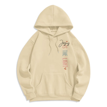Jesus is the Light Floral Cross Faith Fleece Lined Polyester Hoodie