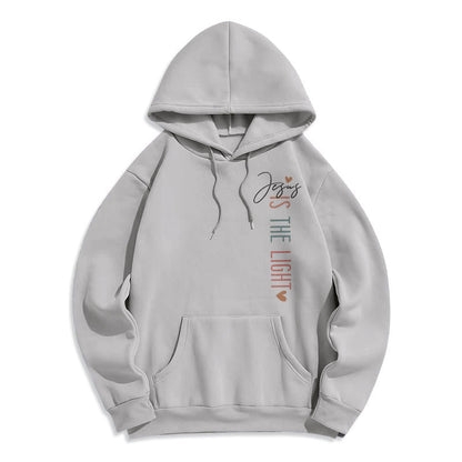 Jesus is the Light Floral Cross Faith Fleece Lined Polyester Hoodie