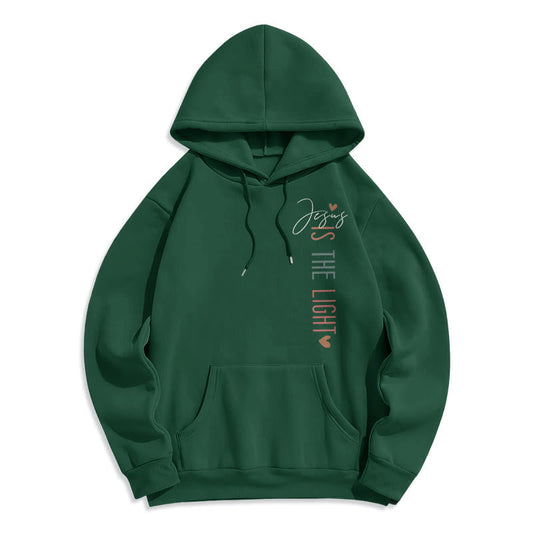 Jesus is the Light Floral Cross Faith Fleece Lined Polyester Hoodie