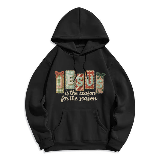 Christmas Jesus is the Reason Fleece Lined Polyester Hoodie