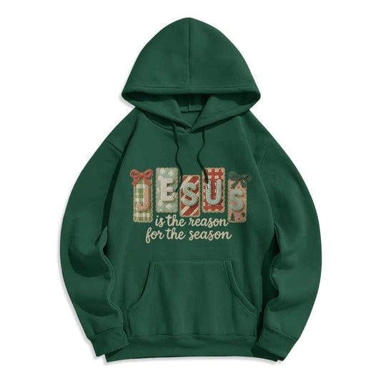 Christmas Jesus is the Reason Fleece Lined Polyester Hoodie