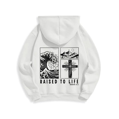 Romans 6:4 Raised to Life Fleece Lined Polyester Hoodie