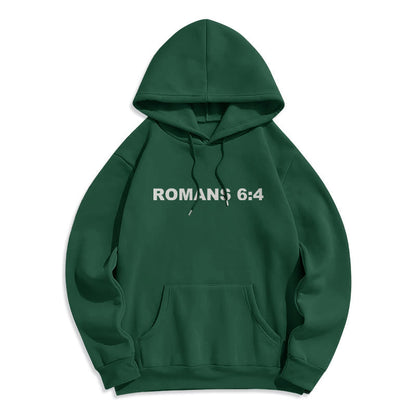 Romans 6:4 Raised to Life Fleece Lined Polyester Hoodie