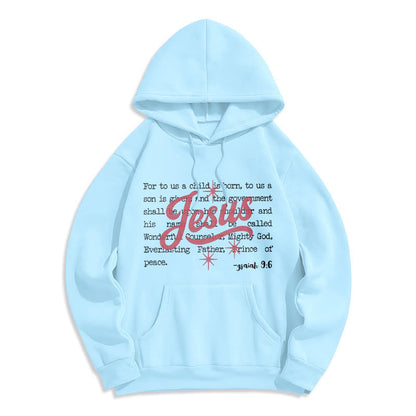 Jesus Christmas Isaiah 9:6 Prophecy Fleece Lined Polyester Hoodie