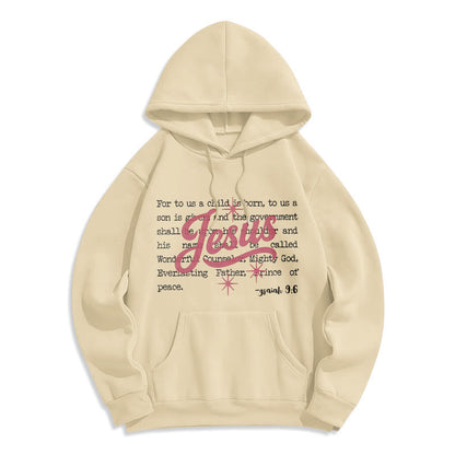 Jesus Christmas Isaiah 9:6 Prophecy Fleece Lined Polyester Hoodie