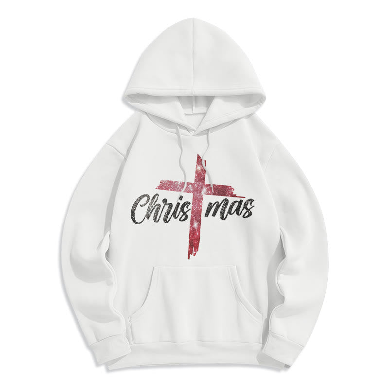 Christmas Cross Festive Fleece Lined Polyester Hoodie