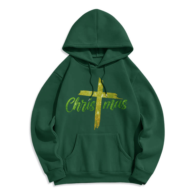 Christmas Cross Festive Fleece Lined Polyester Hoodie