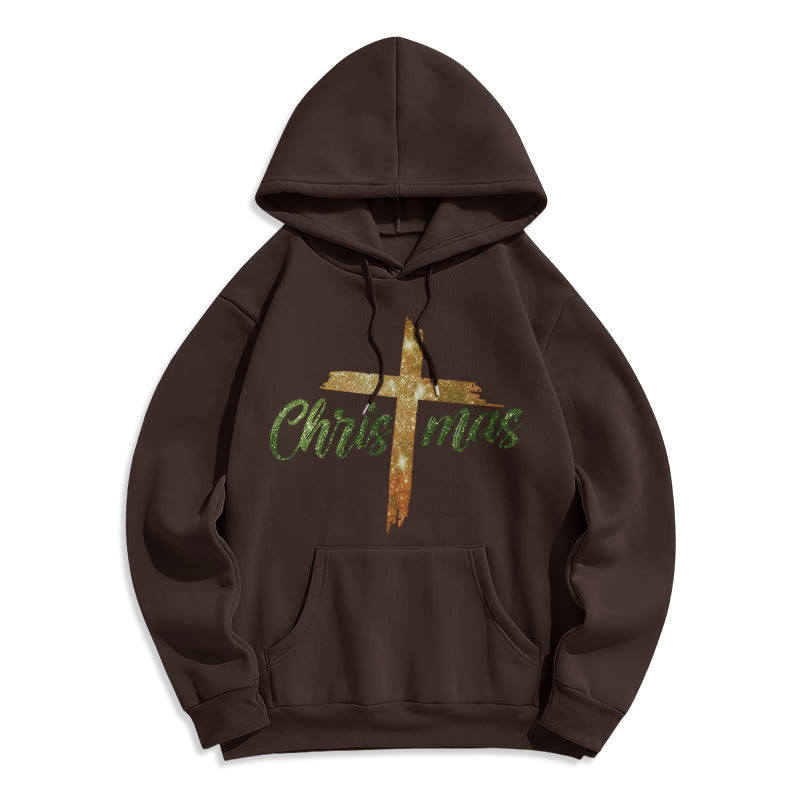 Christmas Cross Festive Fleece Lined Polyester Hoodie