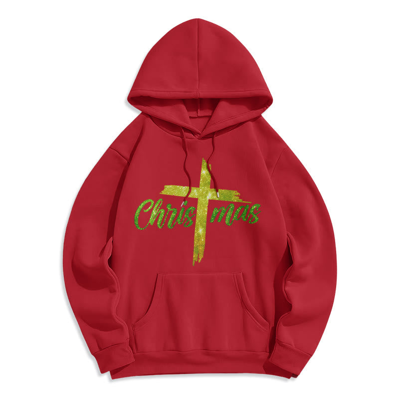 Christmas Cross Festive Fleece Lined Polyester Hoodie