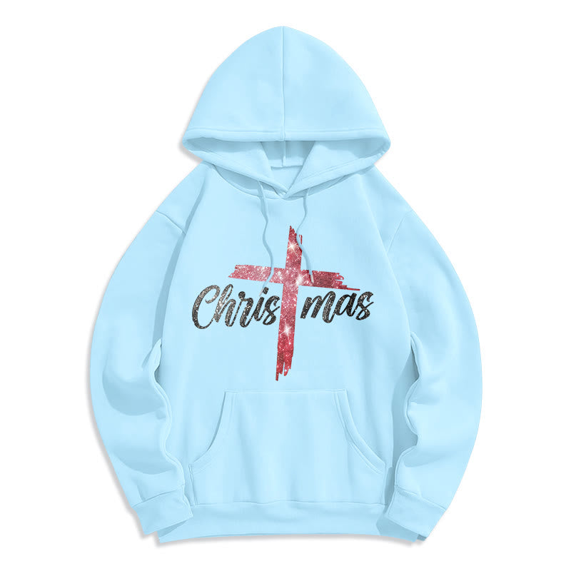Christmas Cross Festive Fleece Lined Polyester Hoodie