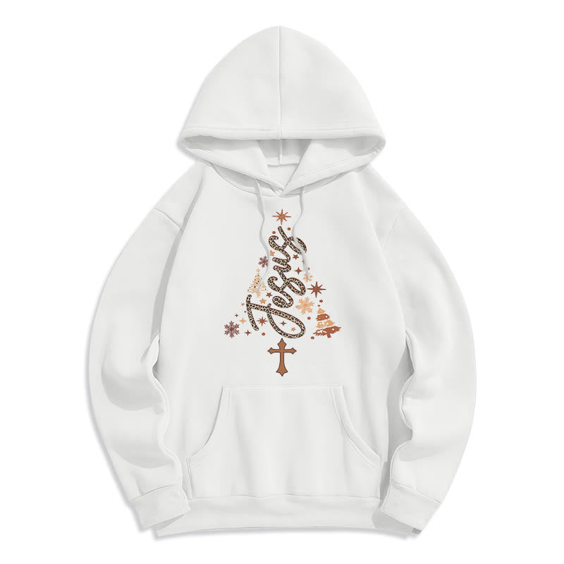 Jesus Christmas Tree Faith Fleece Lined Polyester Hoodie