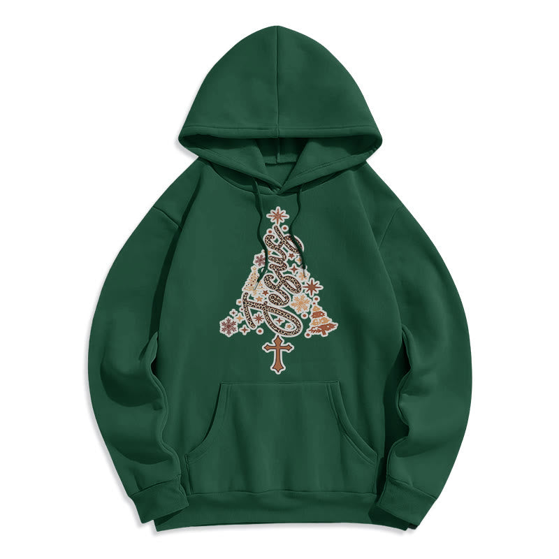 Jesus Christmas Tree Faith Fleece Lined Polyester Hoodie