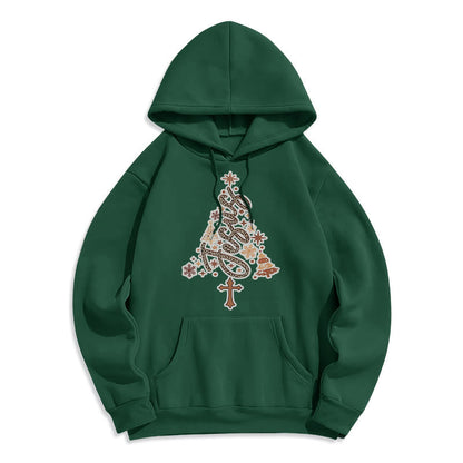 Jesus Christmas Tree Faith Fleece Lined Polyester Hoodie