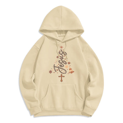 Jesus Christmas Tree Faith Fleece Lined Polyester Hoodie