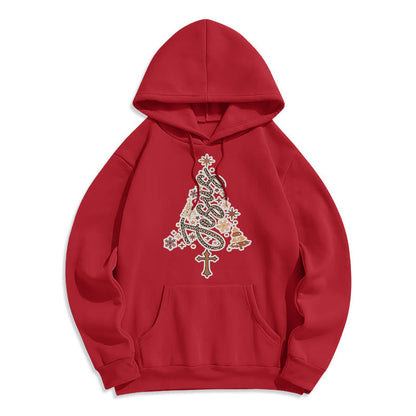 Jesus Christmas Tree Faith Fleece Lined Polyester Hoodie