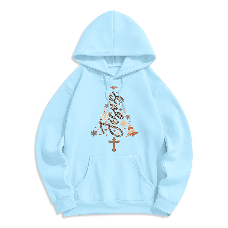 Jesus Christmas Tree Faith Fleece Lined Polyester Hoodie