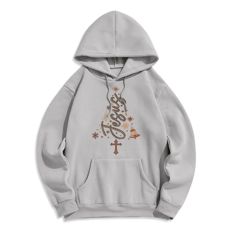 Jesus Christmas Tree Faith Fleece Lined Polyester Hoodie