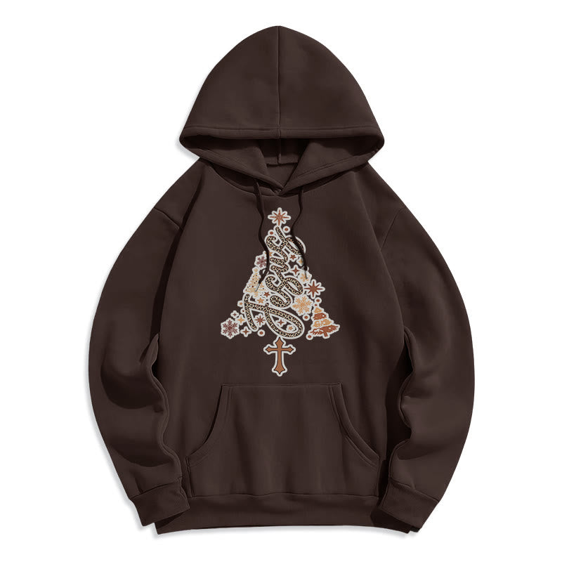 Jesus Christmas Tree Faith Fleece Lined Polyester Hoodie