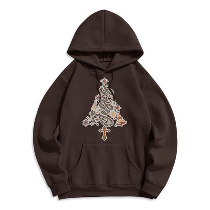 Jesus Christmas Tree Faith Fleece Lined Polyester Hoodie