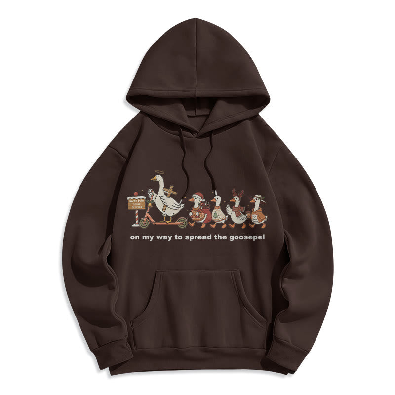 Playful Faith Christmas Fleece Lined Polyester Hoodie: Goospel Pun for Casual Outings