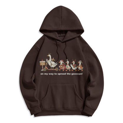 Playful Faith Christmas Fleece Lined Polyester Hoodie: Goospel Pun for Casual Outings