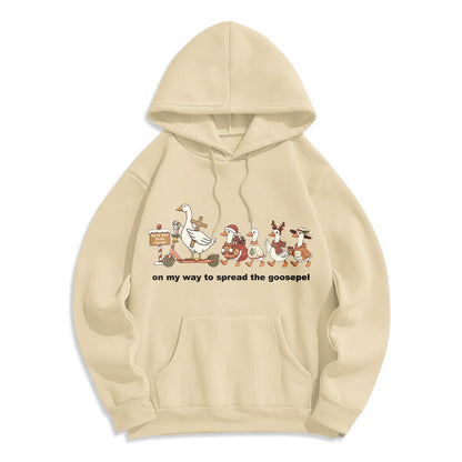 Playful Faith Christmas Fleece Lined Polyester Hoodie: Goospel Pun for Casual Outings