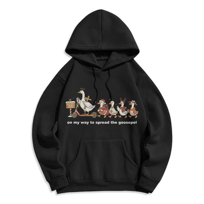 Playful Faith Christmas Fleece Lined Polyester Hoodie: Goospel Pun for Casual Outings