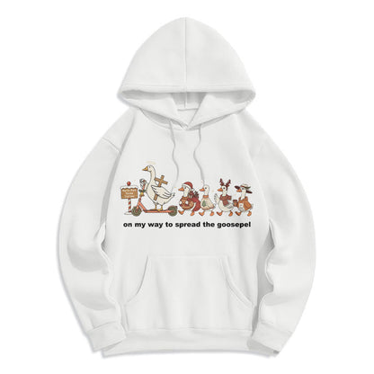 Playful Faith Christmas Fleece Lined Polyester Hoodie: Goospel Pun for Casual Outings