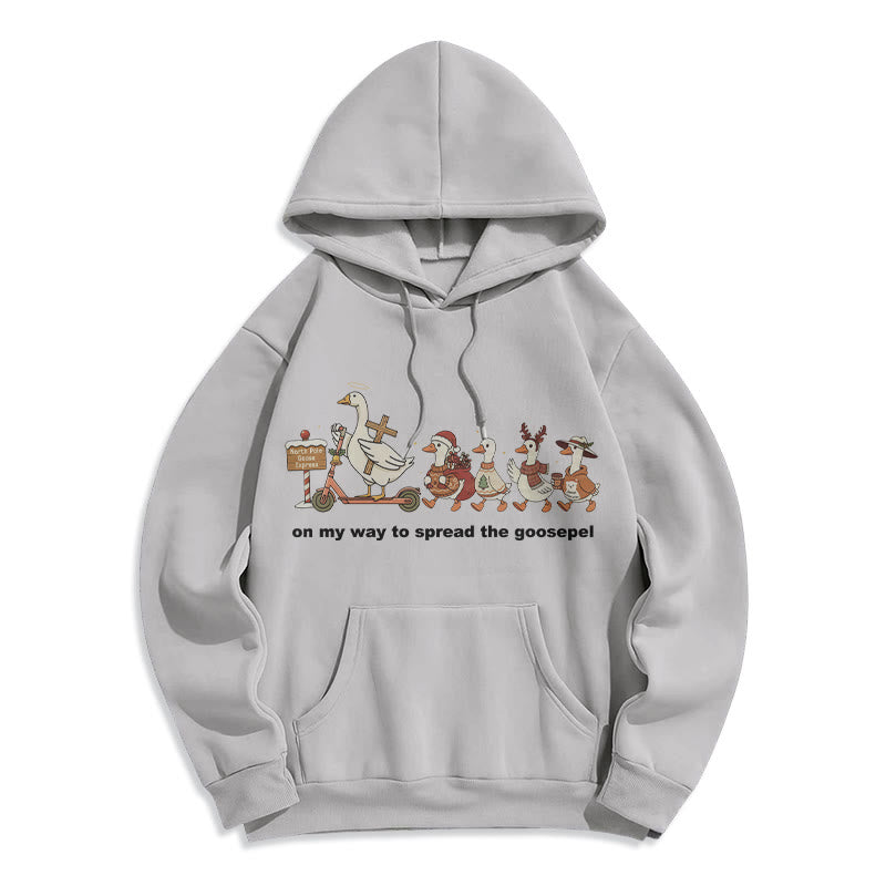 Playful Faith Christmas Fleece Lined Polyester Hoodie: Goospel Pun for Casual Outings