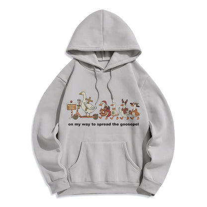 Playful Faith Christmas Fleece Lined Polyester Hoodie: Goospel Pun for Casual Outings