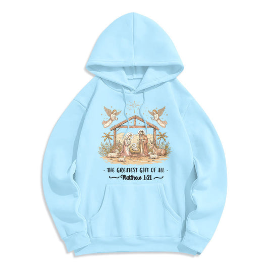 Playful Faith Christmas Fleece Lined Polyester Hoodie: Goospel Pun for Casual Outings