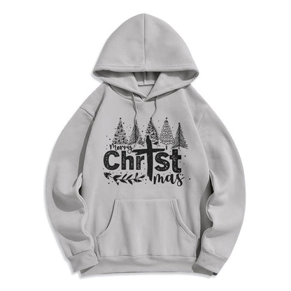 Cross Christmas Tree Faith Fleece Lined Polyester Hoodie
