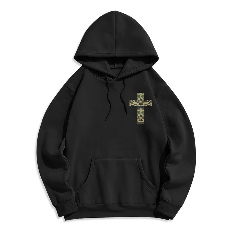 Philippians 4:13 with Camouflage Cross Fleece Lined Polyester Hoodie