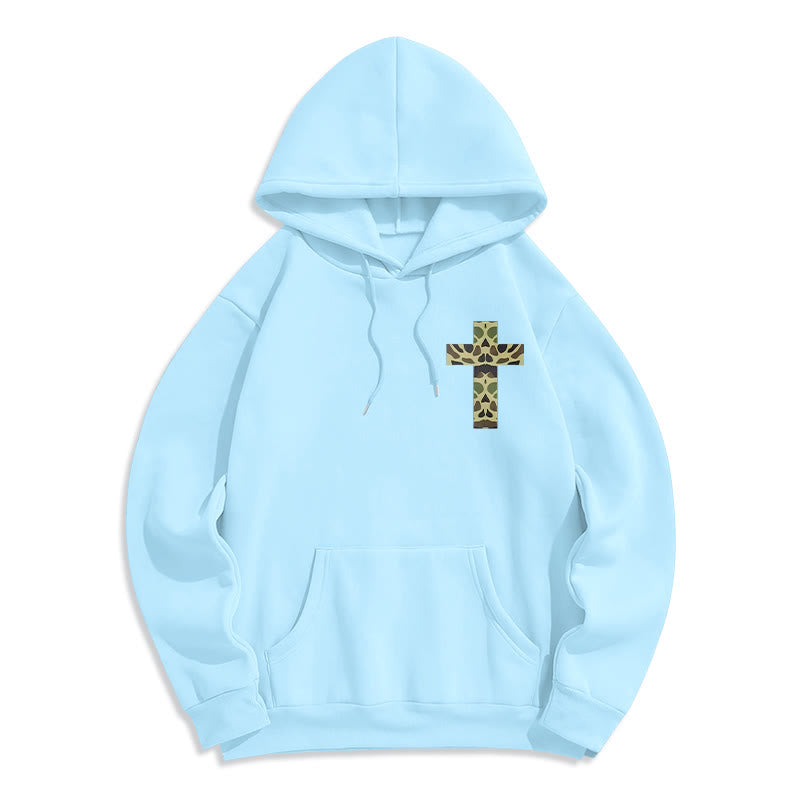 Philippians 4:13 with Camouflage Cross Fleece Lined Polyester Hoodie