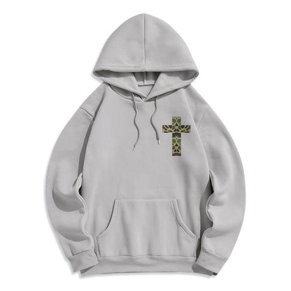 Philippians 4:13 with Camouflage Cross Fleece Lined Polyester Hoodie