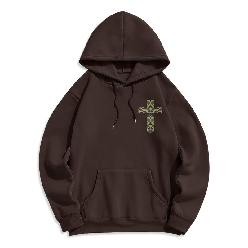 Philippians 4:13 with Camouflage Cross Fleece Lined Polyester Hoodie
