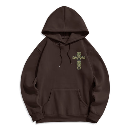 Philippians 4:13 with Camouflage Cross Fleece Lined Polyester Hoodie
