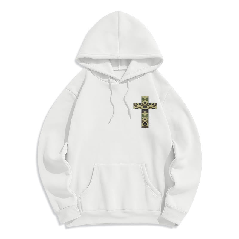 Philippians 4:13 with Camouflage Cross Fleece Lined Polyester Hoodie