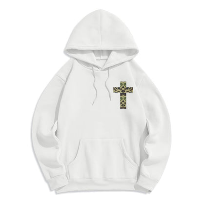 Philippians 4:13 with Camouflage Cross Fleece Lined Polyester Hoodie