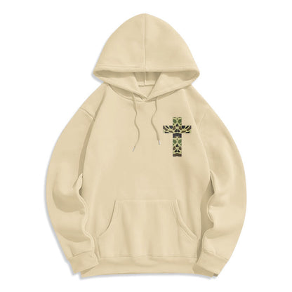 Philippians 4:13 with Camouflage Cross Fleece Lined Polyester Hoodie