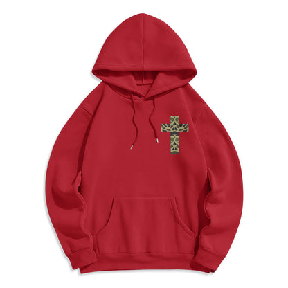 Philippians 4:13 with Camouflage Cross Fleece Lined Polyester Hoodie